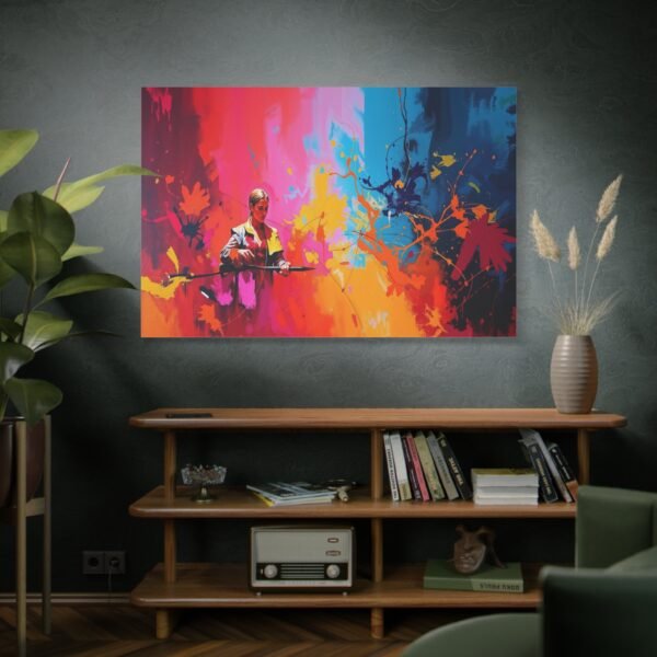 Vibrant Abstract Art Canvas Print Featuring a Warrior with a Spear - Image 5