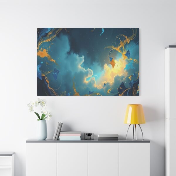 Stunning Abstract Art with Blue and Gold Accents in a Celestial Sky Canvas Print - Image 5