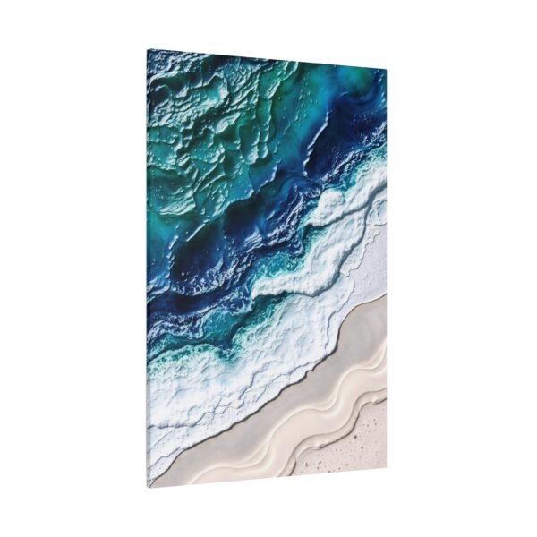 Stunning Aerial View of Ocean Waves Crashing on Sandy Beach Canvas Print - Image 4