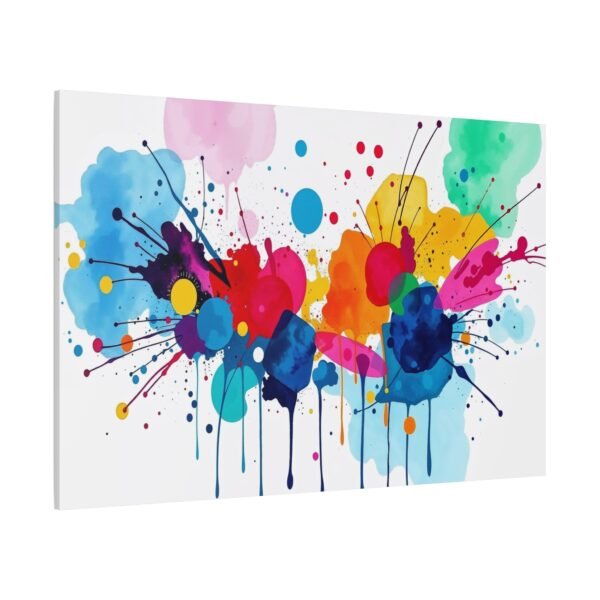 Vibrant Abstract Art: Colorful Paint Splashes and Drips on Canvas Canvas Print - Image 4