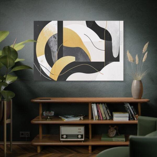 Modern Abstract Art with Geometric Shapes and Gold Accents Canvas Print - Image 5