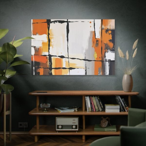 Canvas Print, Modern Abstract Geometric Wall Art in Orange, Black, and White - Image 5