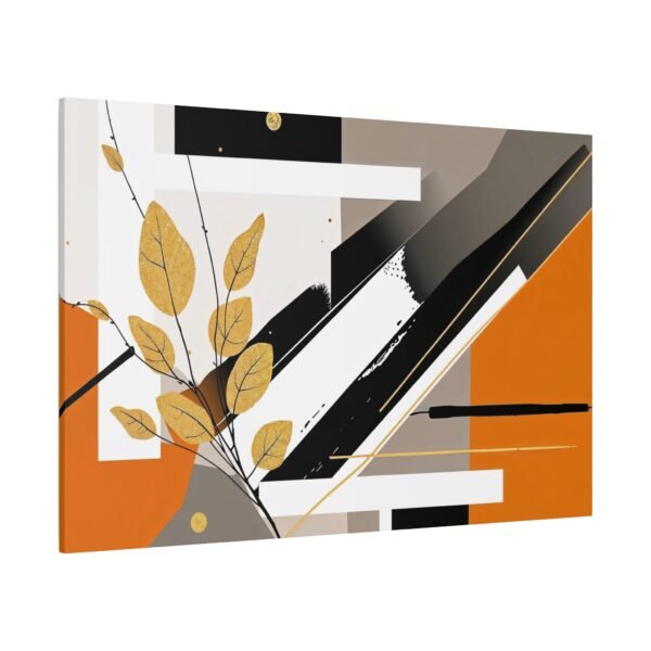 Modern Abstract Wall Art with Golden Leaves and Geometric Patterns Canvas Print - Image 4