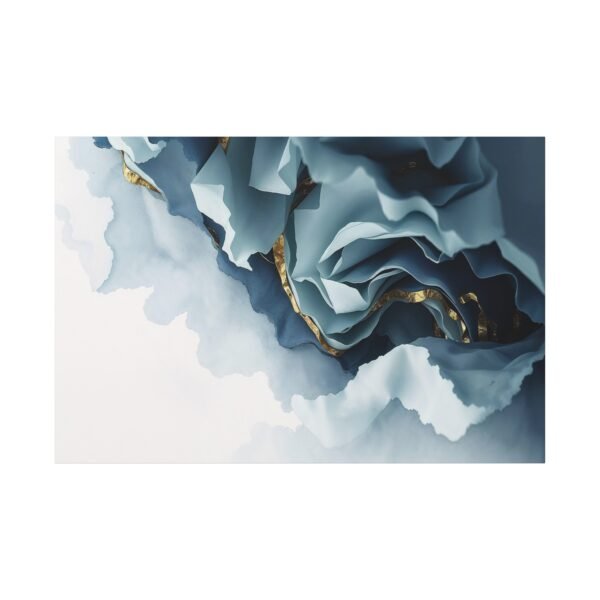 Elegant Abstract Art: Blue and Gold Fluid Waves Canvas Print - Image 3
