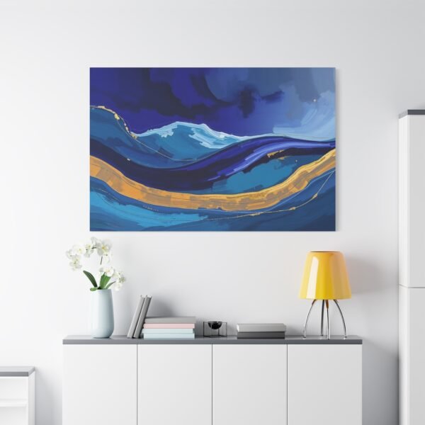 Abstract Ocean Waves A Fusion of Tranquility and Illumination Canvas Print - Image 2