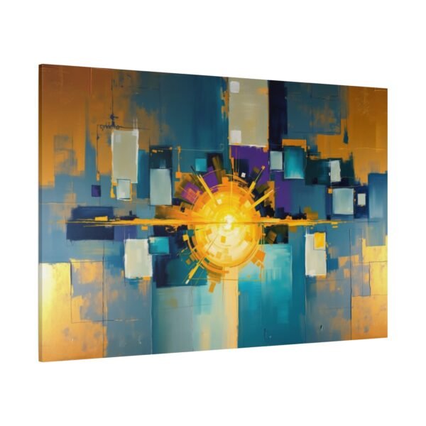 Vibrant Abstract Geometric Wall Art Canvas Print with Radiant Sunburst Centerpiece - Image 4