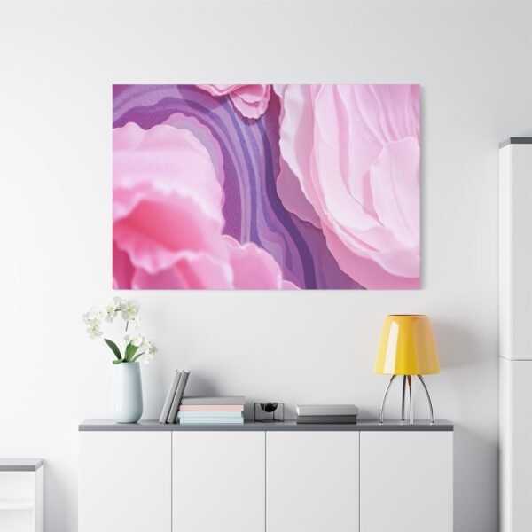 Elegant Pink Petals on Purple Background - High-Resolution Floral Canvas Print - Image 5