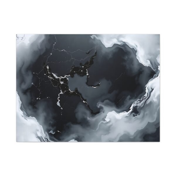 Nebulous Network Abstract Black and White Fluid Canvas Artwork Print - Image 9