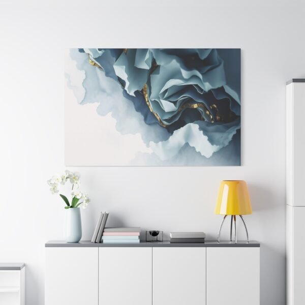 Elegant Abstract Art: Blue and Gold Fluid Waves Canvas Print - Image 5
