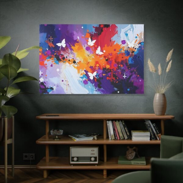 Vibrant Modern Abstract Art with White Butterflies - Canvas Art Print - Image 5