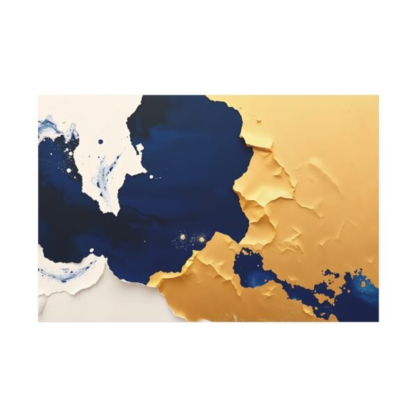 Abstract Fusion of Blue and Gold Canvas Art Print - Modern Wall Art for Home Decor - Image 3