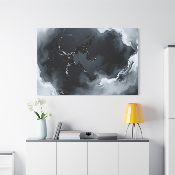 Nebulous Network Abstract Black and White Fluid Canvas Artwork Print - Image 17