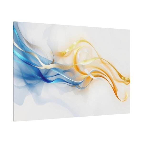Elegant Abstract Art: Flowing Blue and Gold Ribbons on White Background Canvas Print - Image 4