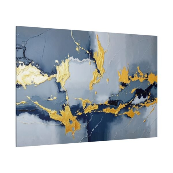 Stunning Abstract Art with Gold and Blue Marbling Canvas Print - Image 4