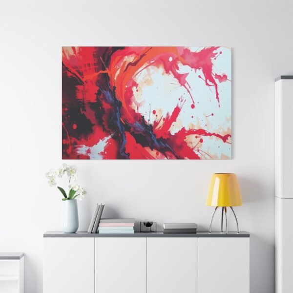Dynamic Abstract Red and Orange Wall Art - Modern Splash Painting Canvas Print - Image 5