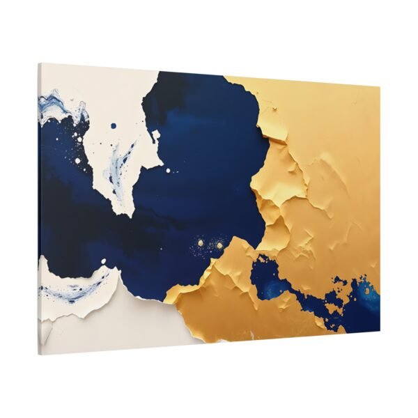 Abstract Fusion of Blue and Gold Canvas Art Print - Modern Wall Art for Home Decor - Image 4