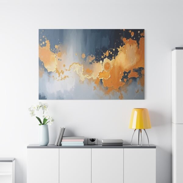 Captivating Abstract Art with Blue and Orange Palette - Modern Wall Print - Image 3