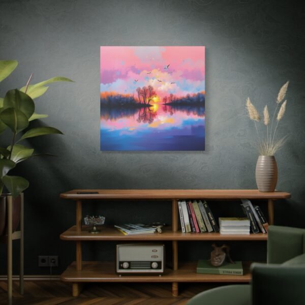 Tranquil Sunset Lake Reflection Canvas Print - Peaceful Nature Wall Art - Image 5