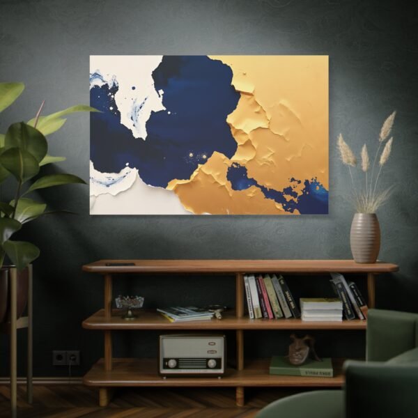 Abstract Fusion of Blue and Gold Canvas Art Print - Modern Wall Art for Home Decor - Image 5
