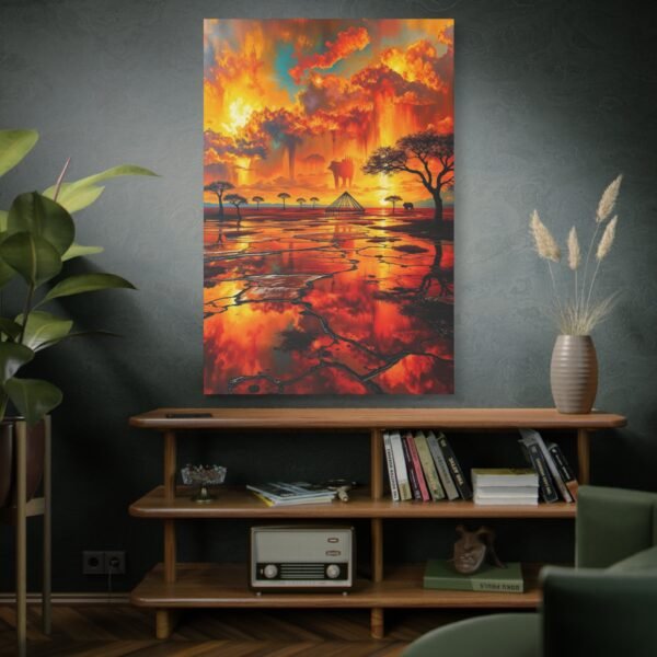 Dramatic African Sunset Canvas Art Print, Fiery Landscape Wall Decor - Image 5
