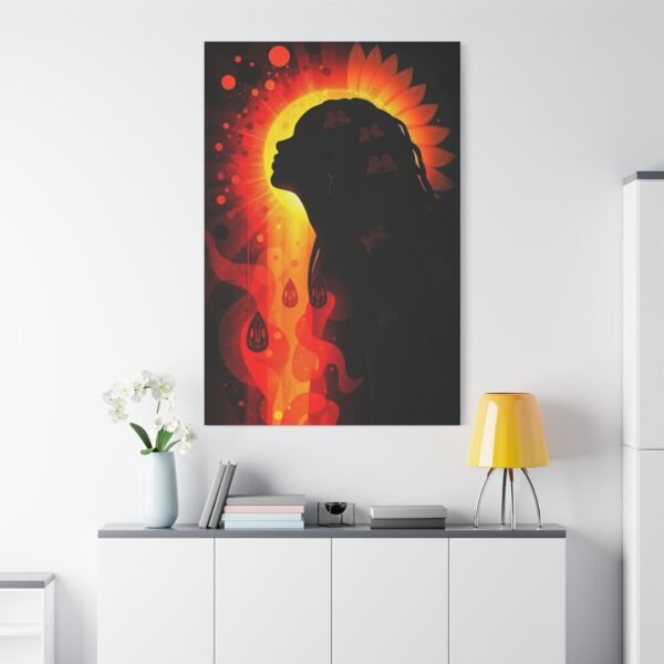 Sunflower African Silhouette Wall Art Canvas - Vibrant Abstract Portrait with Fiery Hues - Image 2