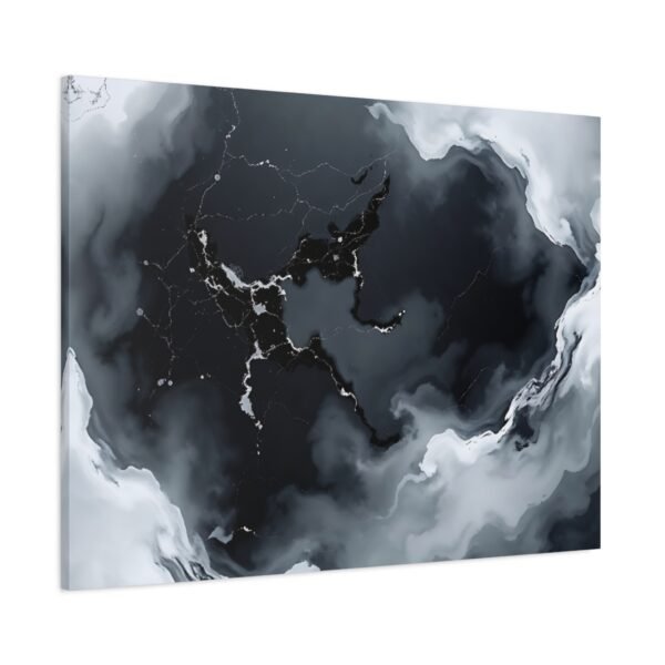 Nebulous Network Abstract Black and White Fluid Canvas Artwork Print - Image 10