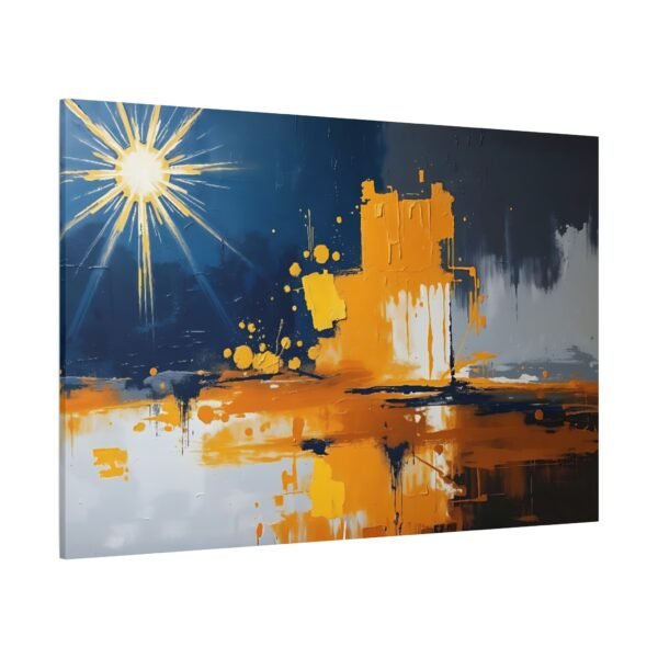 Dynamic Abstract Sunburst in Yellow and Blue - Modern Canvas Art Print - Image 4