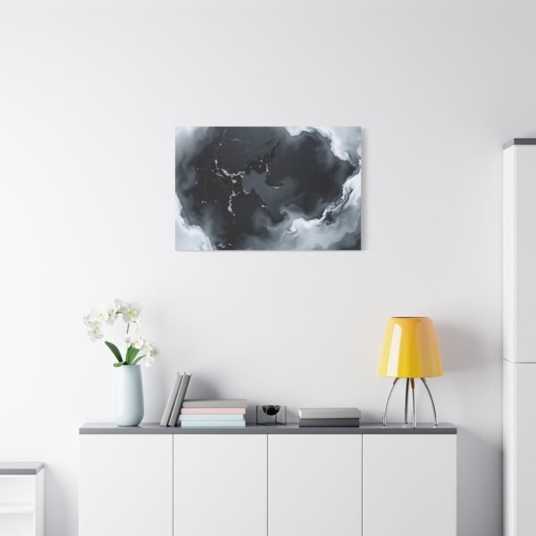 Nebulous Network Abstract Black and White Fluid Canvas Artwork Print - Image 8