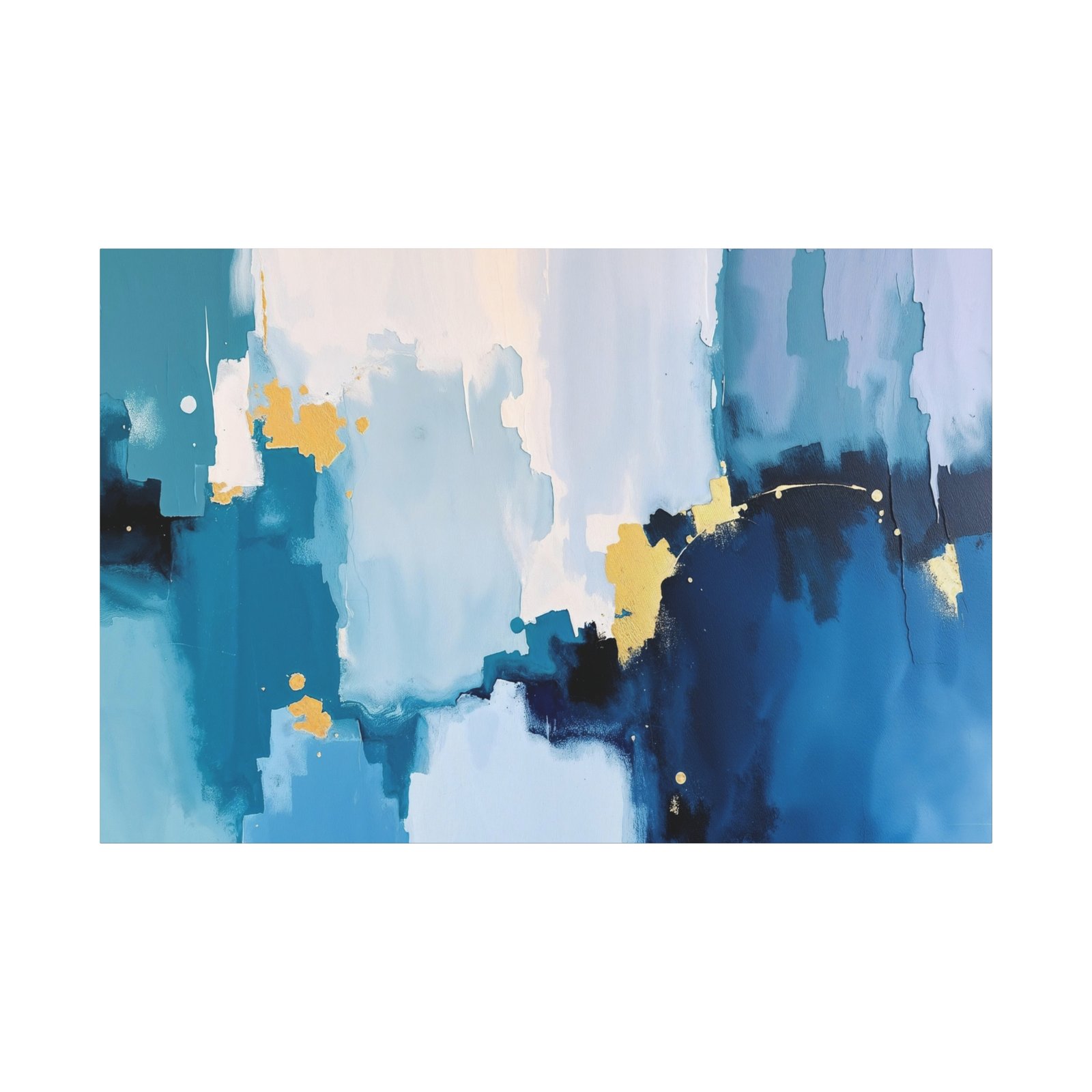 Abstract Blue and Gold Wall Art - Modern Geometric Canvas Print - Image 3