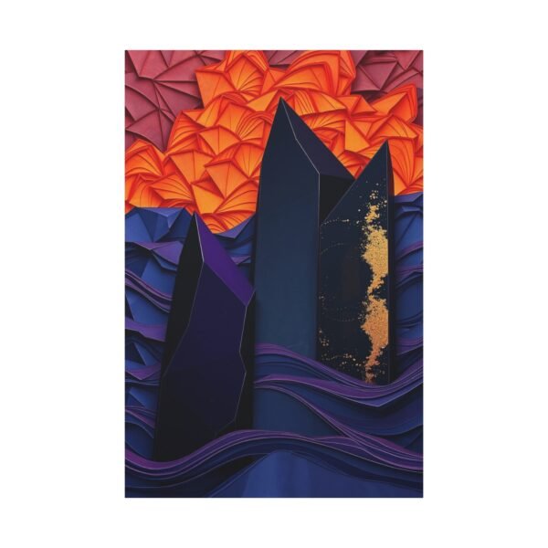Abstract Geometric Wall Art Canvas - Vibrant Orange and Deep Blue Modern Design - Image 3