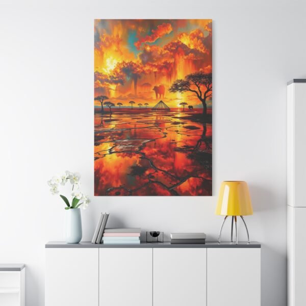 Dramatic African Sunset Canvas Art Print, Fiery Landscape Wall Decor - Image 2