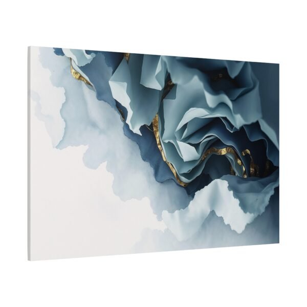 Elegant Abstract Art: Blue and Gold Fluid Waves Canvas Print - Image 4