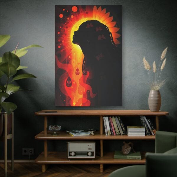 Sunflower African Silhouette Wall Art Canvas - Vibrant Abstract Portrait with Fiery Hues - Image 5