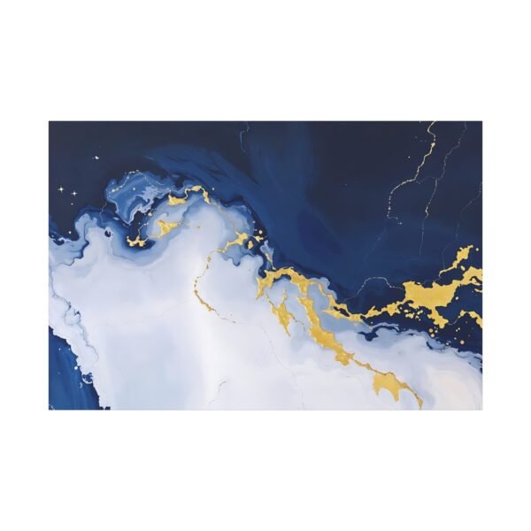 Elegant Abstract Blue and Gold Canvas Print - Modern Wall Art Decor - Image 3