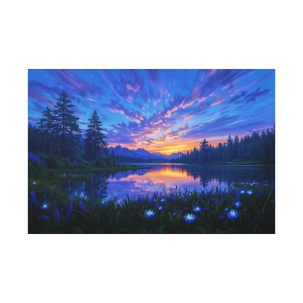 Serene Landscape Canvas Print - Vibrant Sunset Reflection Art - Image 3