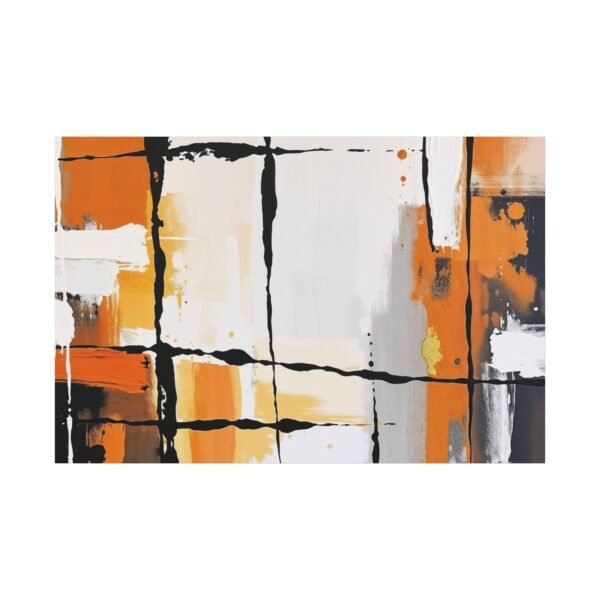 Canvas Print, Modern Abstract Geometric Wall Art in Orange, Black, and White - Image 3