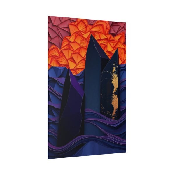 Abstract Geometric Wall Art Canvas - Vibrant Orange and Deep Blue Modern Design - Image 4