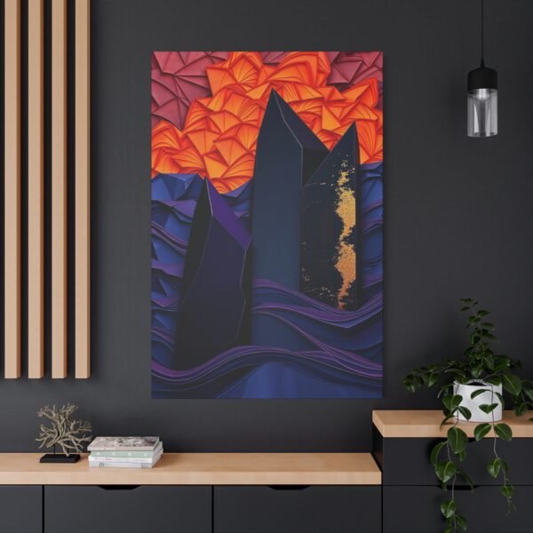 Abstract Geometric Wall Art Canvas - Vibrant Orange and Deep Blue Modern Design - Image 5