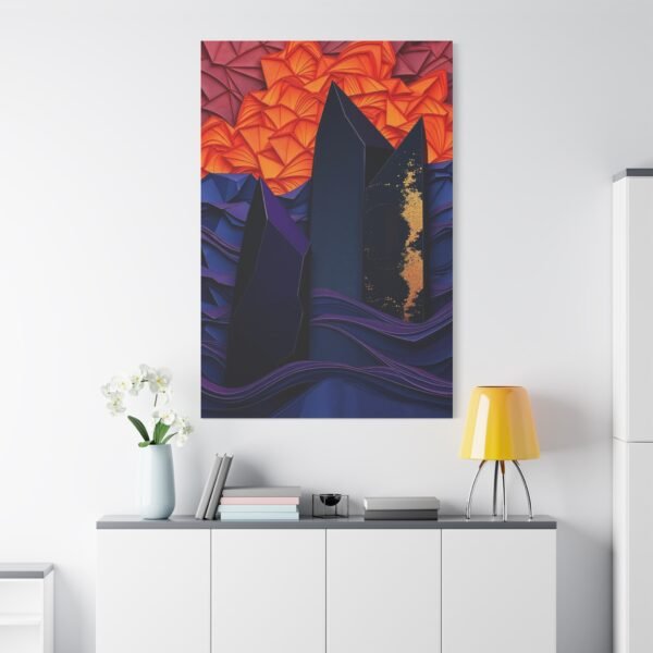 Abstract Geometric Wall Art Canvas - Vibrant Orange and Deep Blue Modern Design - Image 2