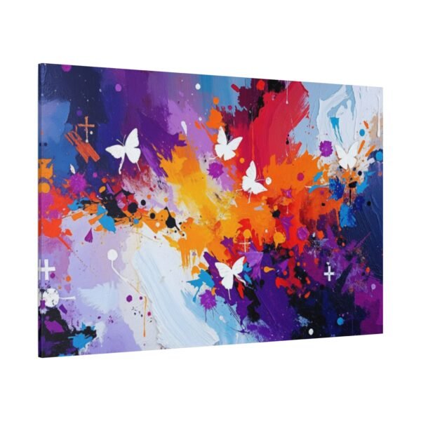 Vibrant Modern Abstract Art with White Butterflies - Canvas Art Print - Image 4