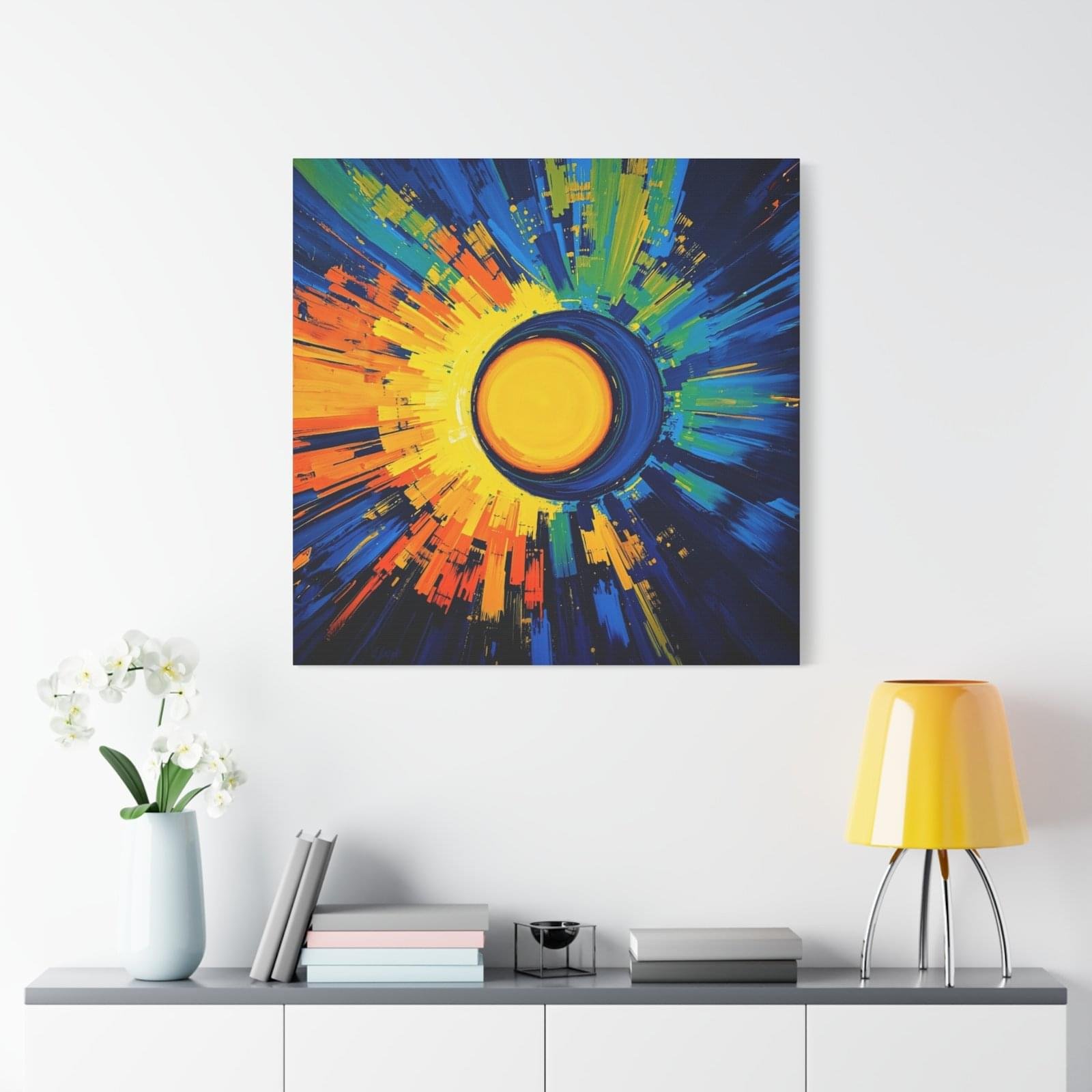 Vibrant Abstract Canvas Print - Colorful Sunburst Art - Image 2