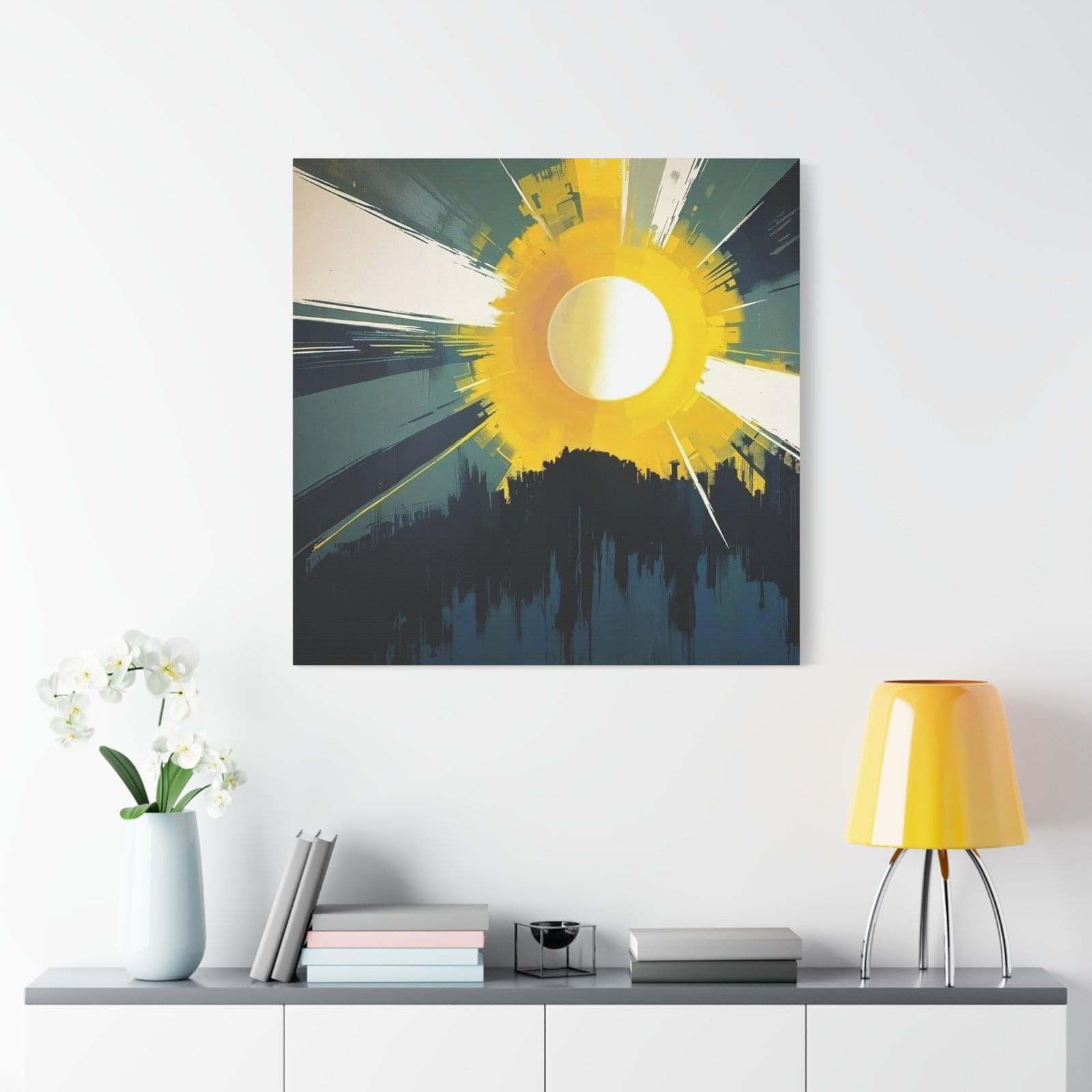 Modern Art Canvas Wall Art - Abstract Sunburst Design - Image 2